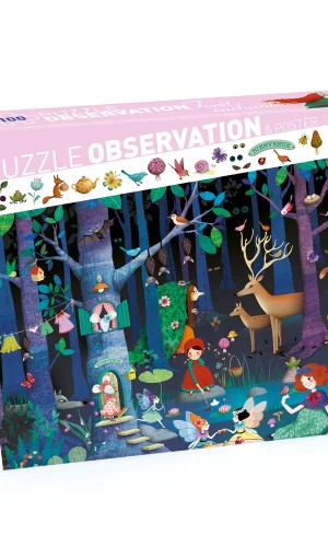 Puzzle de observație Pădurea fermecată, 100 de piese — Djeco